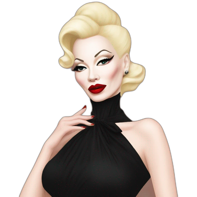 Amanda lepore wearing balenciaga long black dress emoji