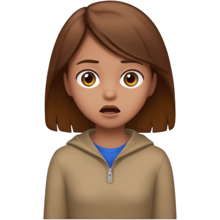 Chica grande  asustada de cuerpo completo con pelo castaño  emoji