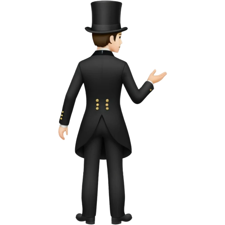 Victorian gentleman with a top hat, full body, standing, back view emoji