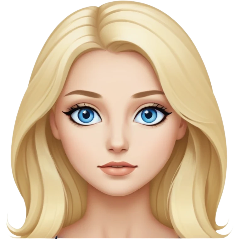 blonde, blue eyes baddie,pretty makeup, black eyeliner, long hair emoji