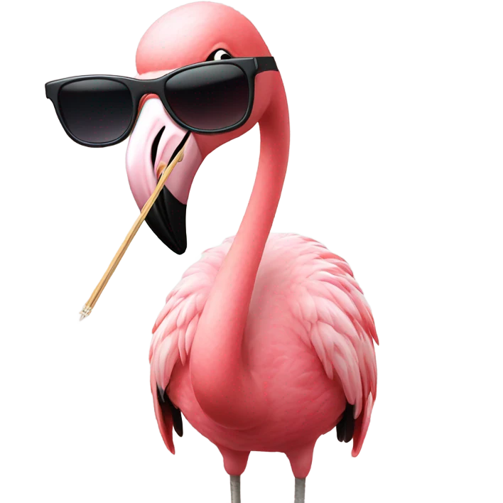 flamingo with a toothpick and sunglasses emoji