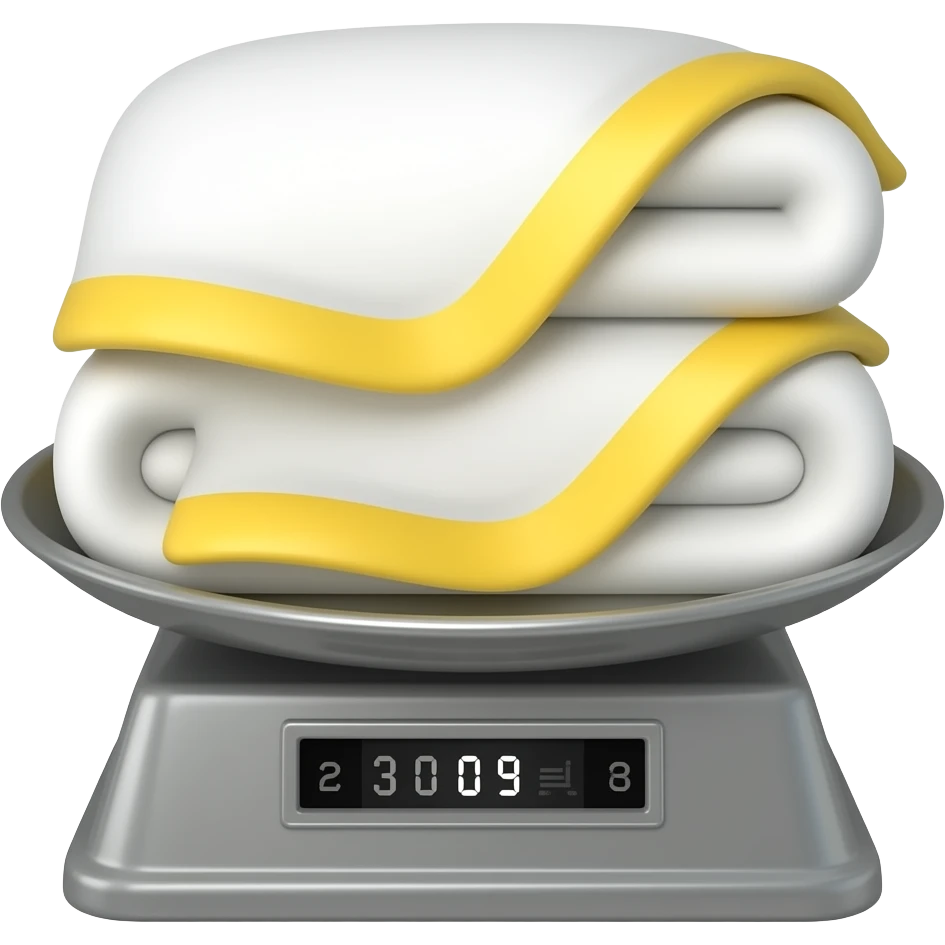 some white blankets with yellow margin on a scale emoji