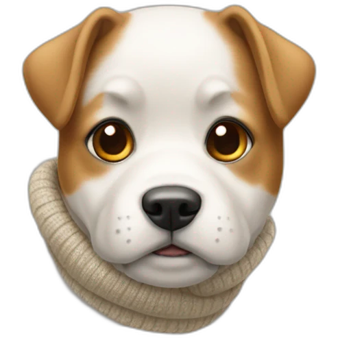 Un chien avec un pull emoji