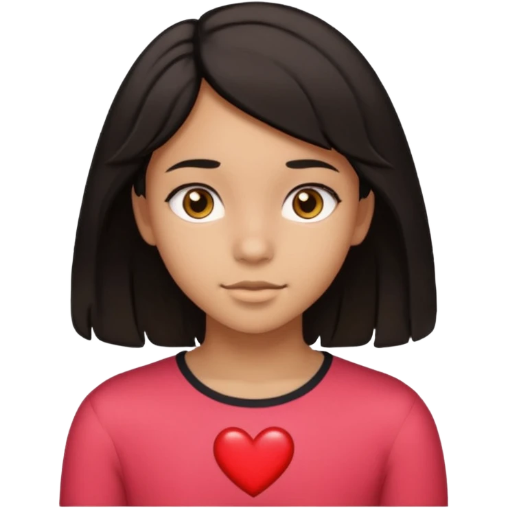 16-year-old teenager, light brown skin, short, slightly wavy black hair, honey-colored eyes Let the shoulders be seen With hearts around emoji