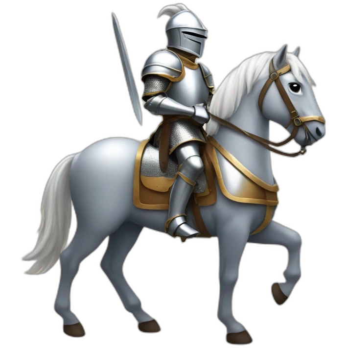 knight in shining armor riding horse in armor emoji