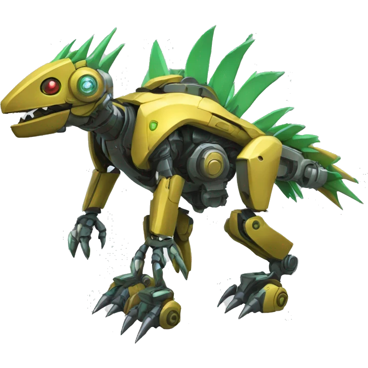 a futuristic mechanical spiky Medabot-lizard-raptor full body emoji