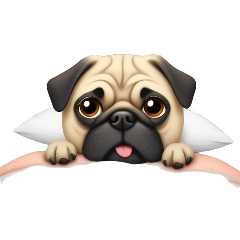 pug tucked in bed emoji