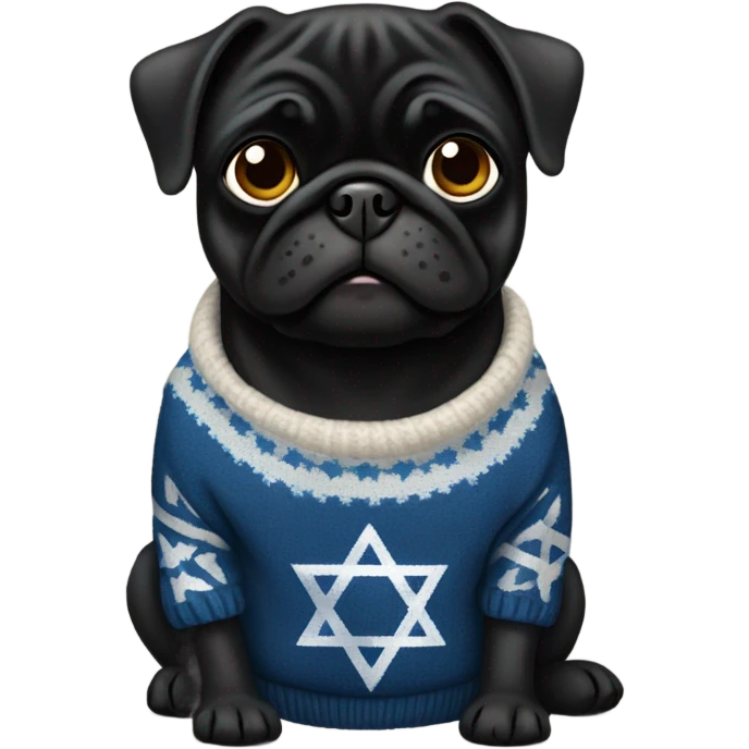 Black pug a Jewish star sweater emoji