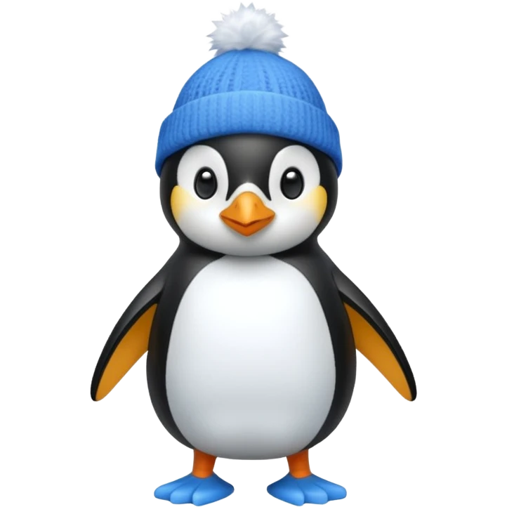 Penguin with blue beanie and blue shoes emoji