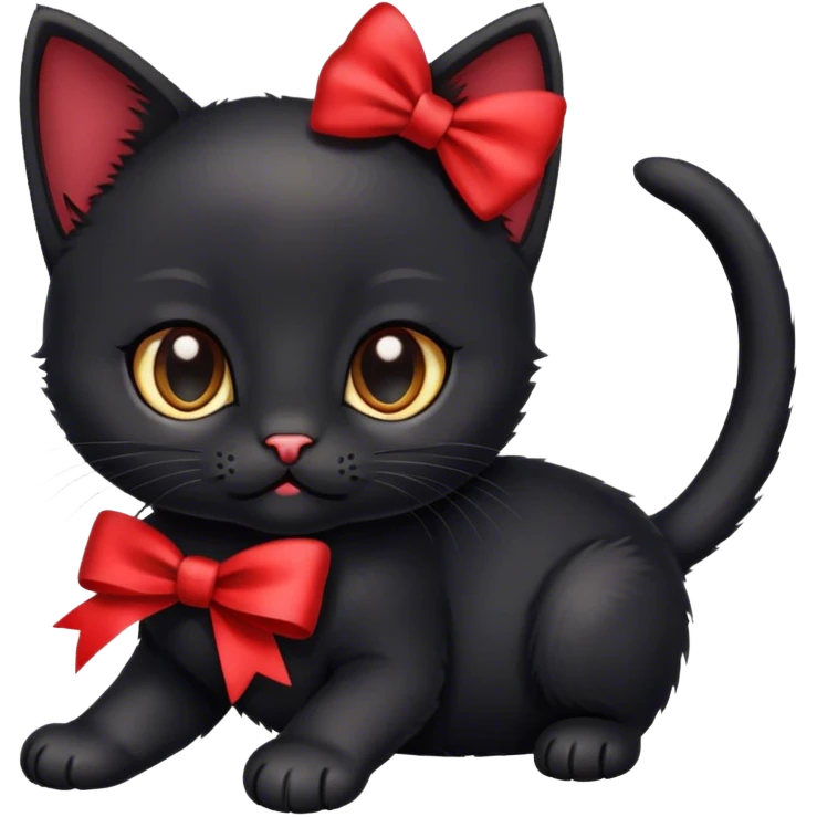 Black kitten with bow emoji