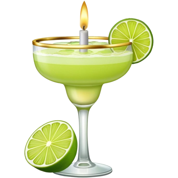 Lime Margarita with a gold birthday candle emoji