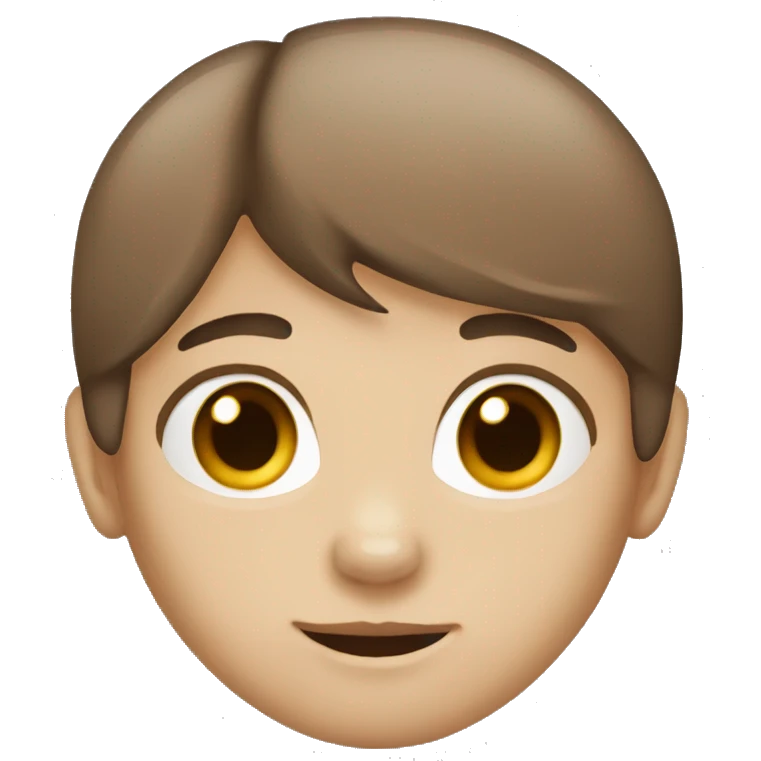 medium straight brown hair, white skin, cat face, brown eyes, creatve emoji