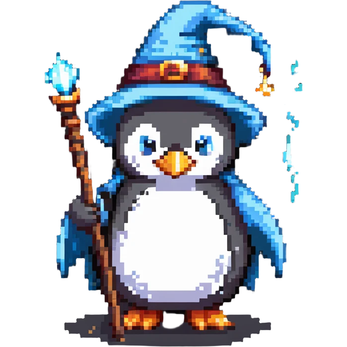 penguin wizard with magic staff emoji