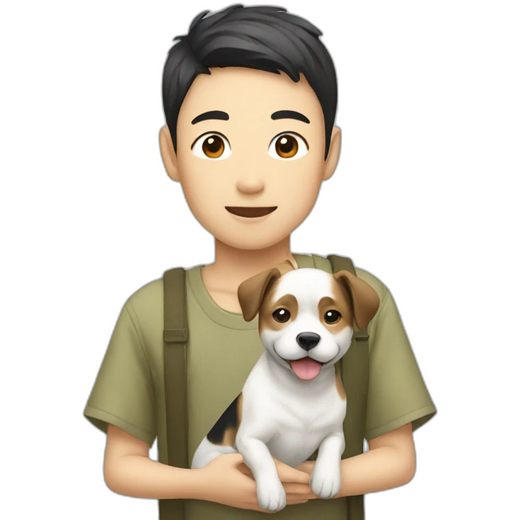 A Japanese boy with dog emoji