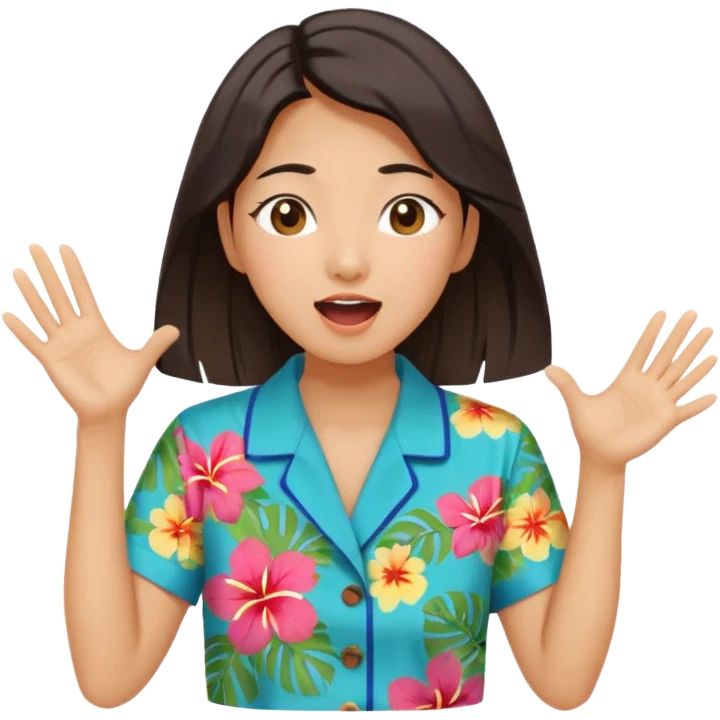 들뜬 표정의 20대 한국 여자, 여름 옷차림, 두 손으로 입을 감싸 “괌 가자~” 외치는 포즈. 민트색 배경, 밝고 유쾌한 광고 포스터 느낌,

옷이 더 하와이안 셔츠였음 좋겠어

입 손을 더 가까이 대줘 확성기 소리치는거처럼 emoji