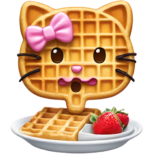 Hello kitty eats waffle emoji