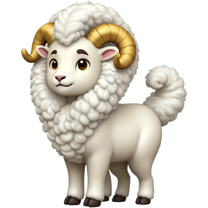 cinematic-[ram]-realistic-full-body-standing-emoji,-tail-flicking-lazily,-head-tilted-dramatically,-curly-[white]-fur,-simplified-yet-realistic-focused-features,-highly-detailed,-glowing-with-an-almost-sarcastic-glow emoji