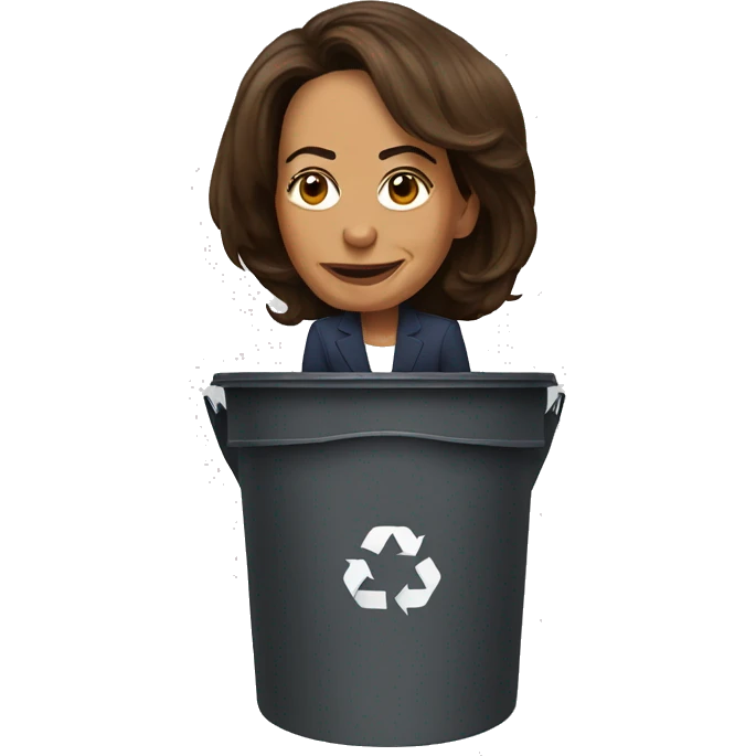 Kamala Harris riding a garbage can emoji