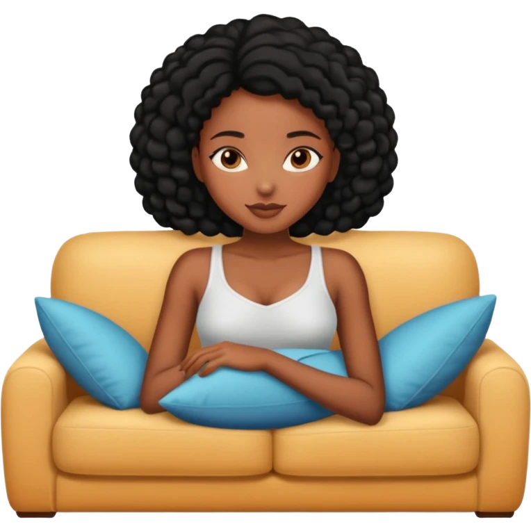 Sexy black girl lie on couch comfy emoji