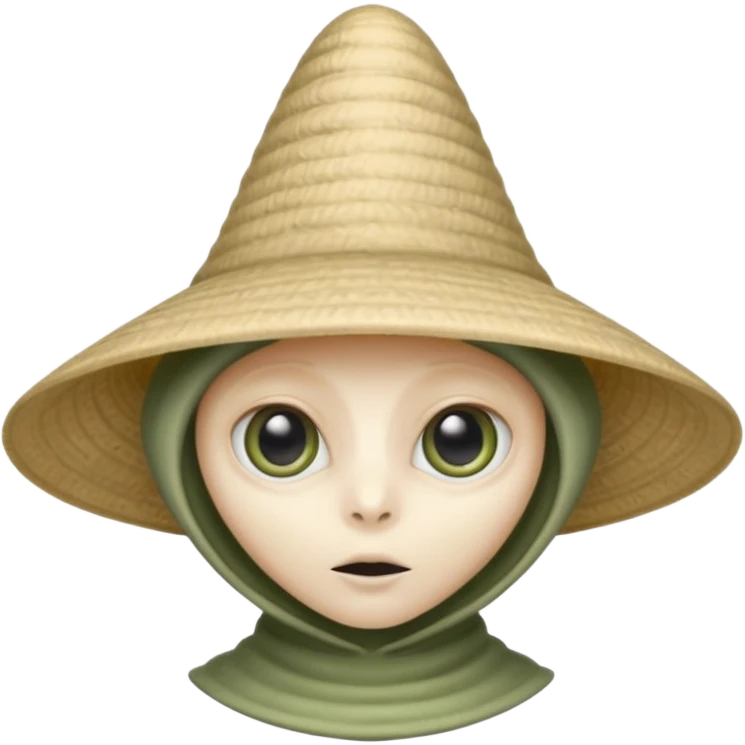 ancient alien with conical hat, white emoji