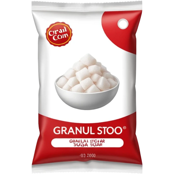 package of white granulated sugar brand brown red emoji