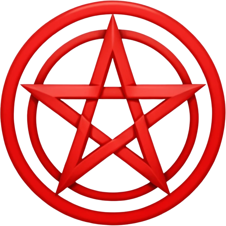 Inverted (point facing down), encircled pentagram, red. One circle, no additional colors. POINT FACING DOWN, not up. emoji