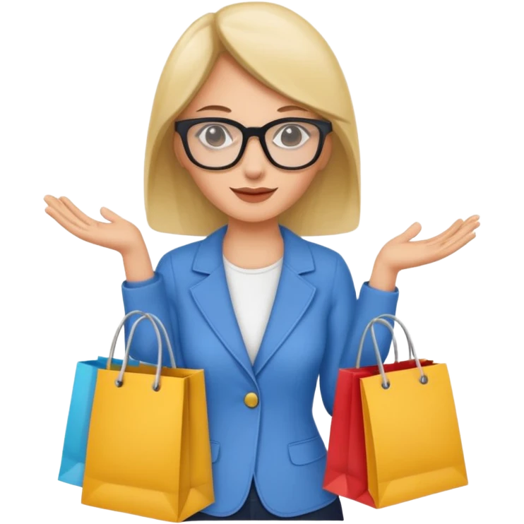 gincer woman with glasses holding shopping bags emoji