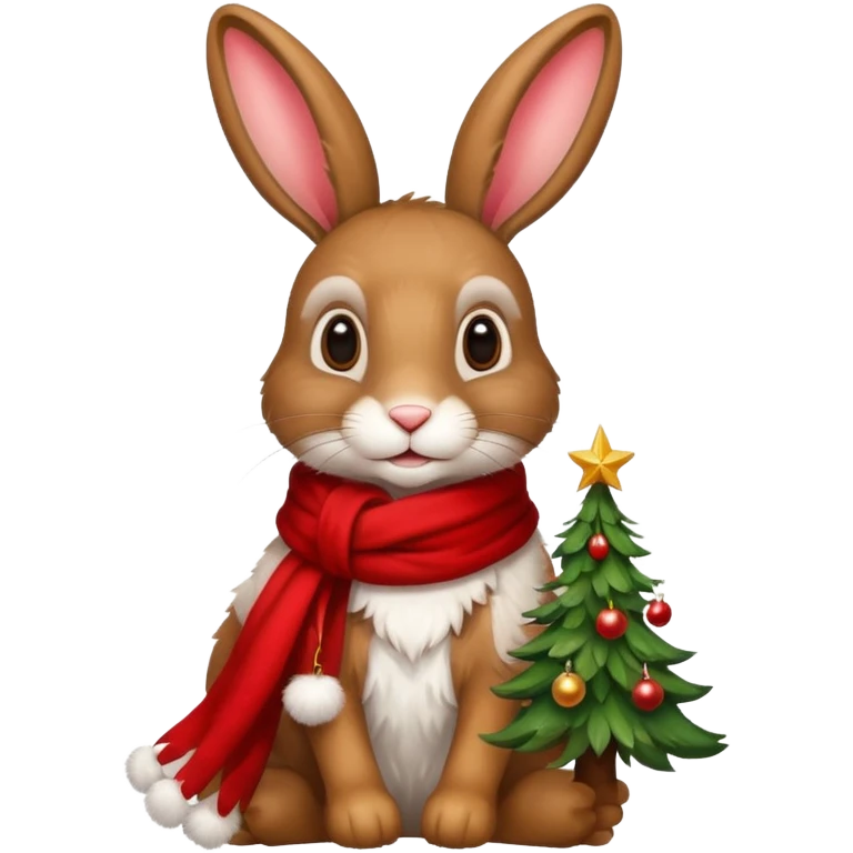 hare with a Christmas tree emoji