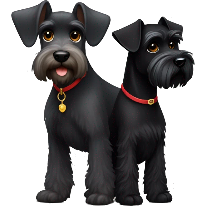 Black miniature schnauzer next to a black Risen schnauzer  emoji