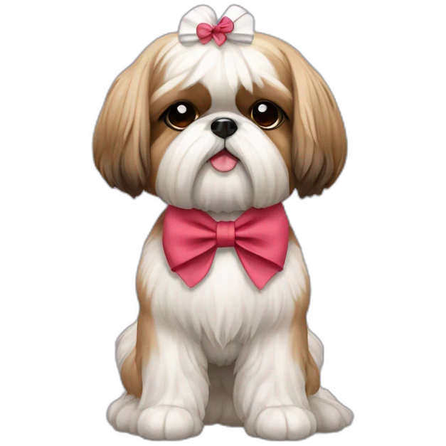 Dog Shih Tzu with a bow on head full-body emoji