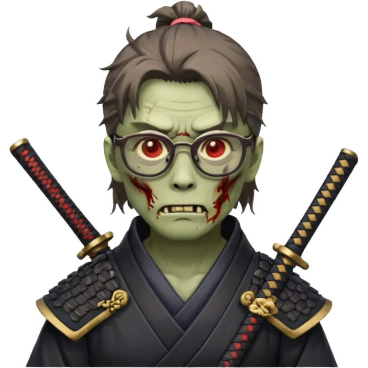 zombie samurai with glasses, highlight the glasses emoji