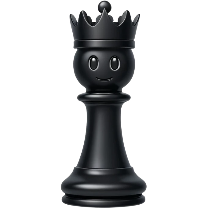 Apple emoji style black rook chess piece, castle-like, crenellated top emoji