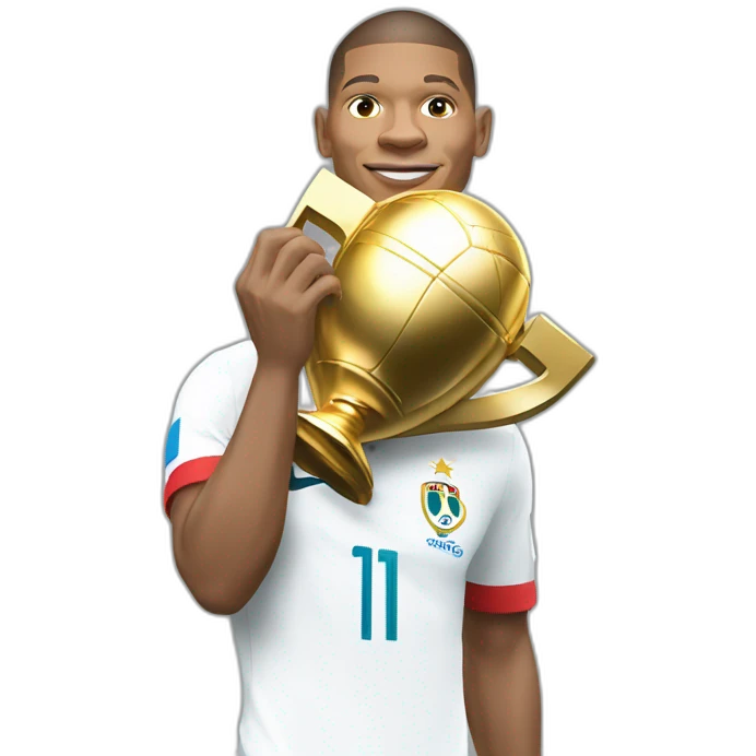 mbappé with the world cup trophy  emoji