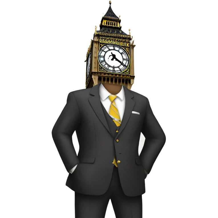 Big Ben clock with suit emoji