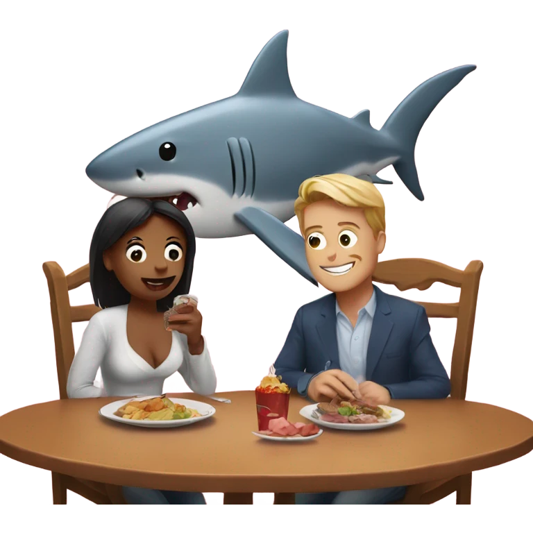 Shark on a date with a pig emoji
