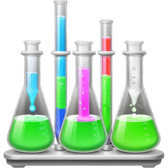 hi-lighters uv light glowing formula in beaker/ test tube and baking soda in lab emoji