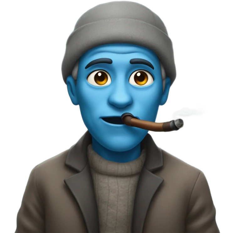 blue guy smoking out of a pipe emoji