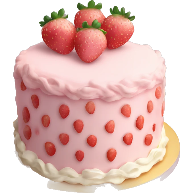 Light Pink strawberries and cream birthday cake  emoji