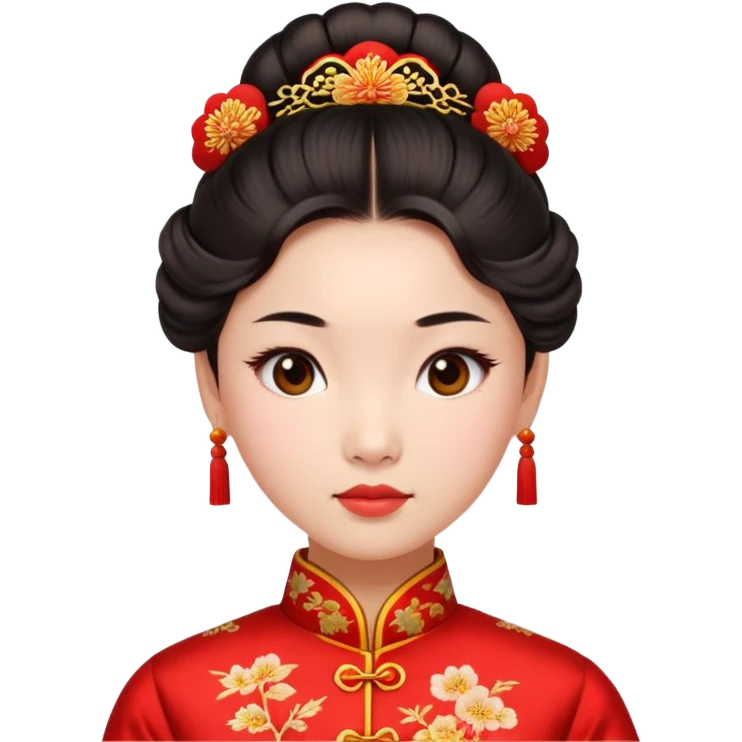 Asian girl with updo in Chinese dress emoji