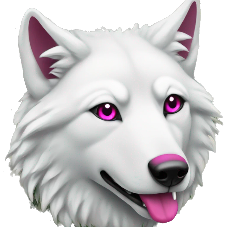 white wolf with dark pink eyes around money emoji