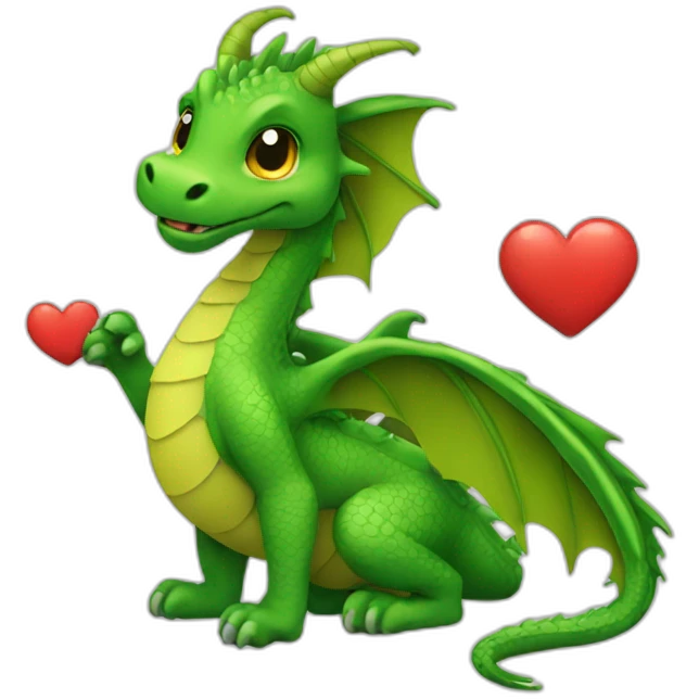 green dragon with heart emoji