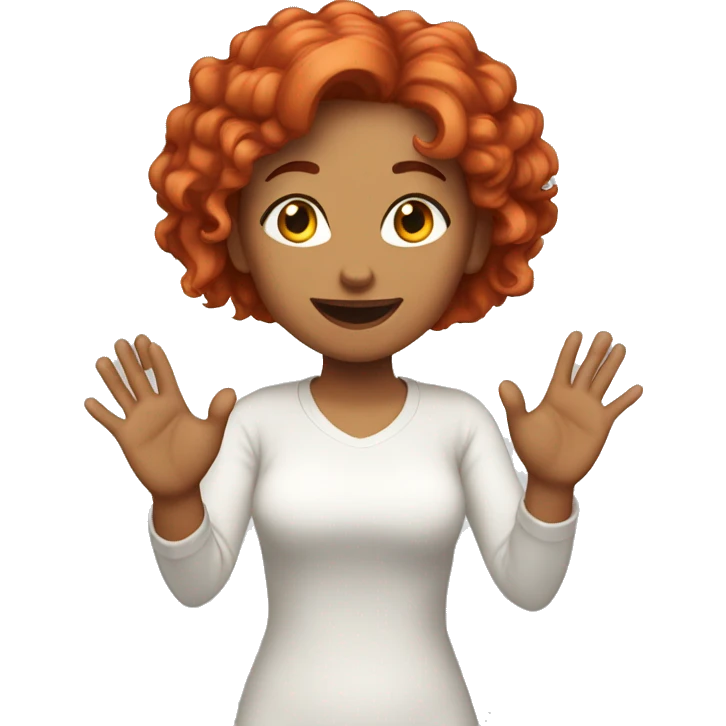 🤷‍♀️ woman throws up her hands, red hair, light skin, white background emoji