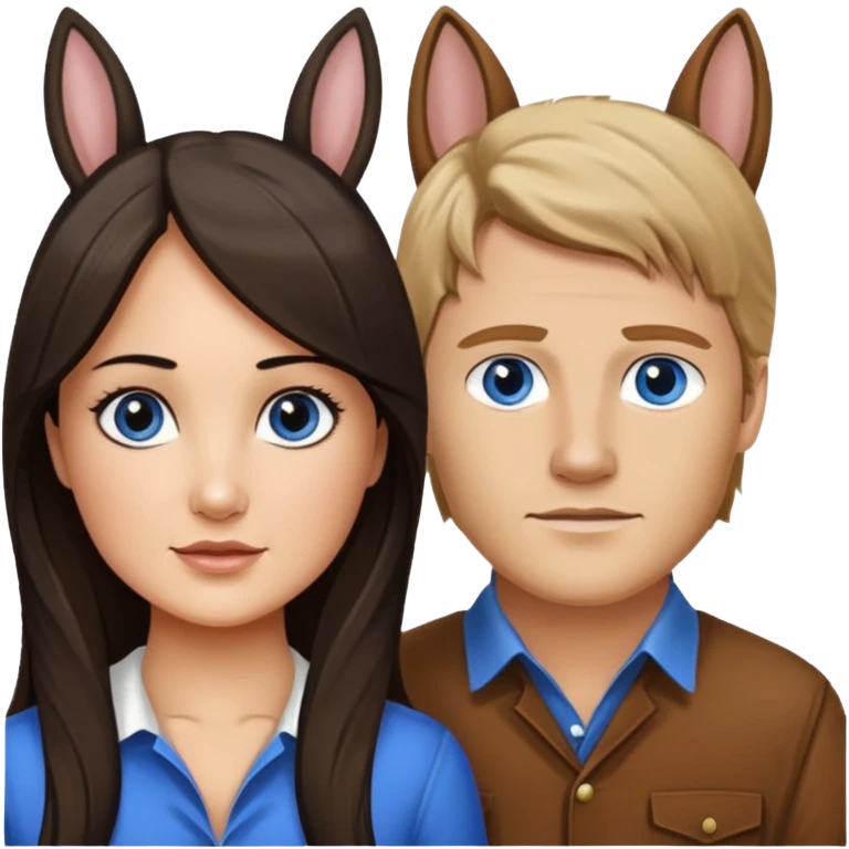 Danica mckellan with brown eyes and trevor donovan with blue eyes without rabbit ears with horse emoji