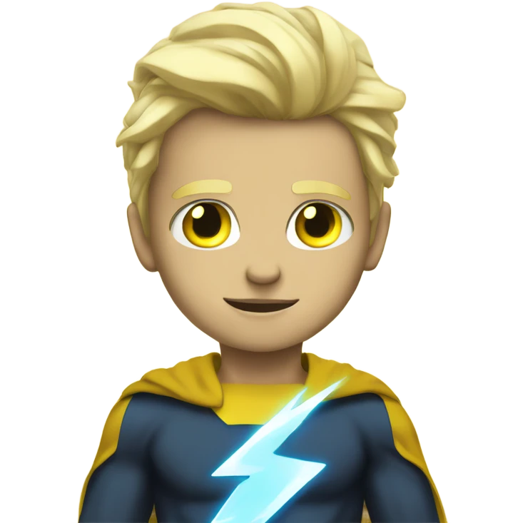 Blond hair yellow eyes boy with lightning superpowers emoji