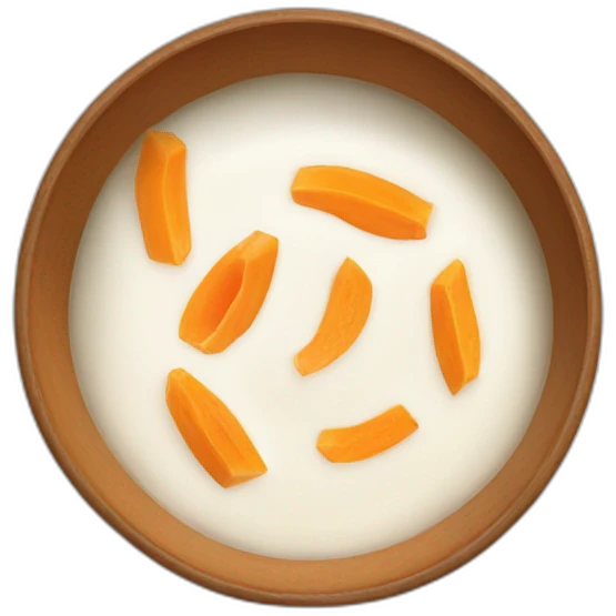 papaya sliced white milk powder on a bowl emoji