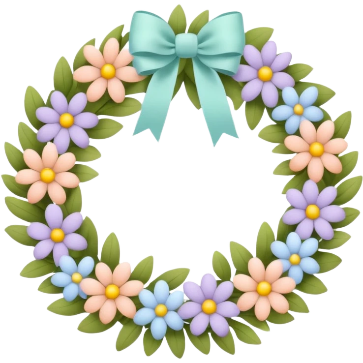 flower wreath with pastel colors, in a shape of an egg emoji