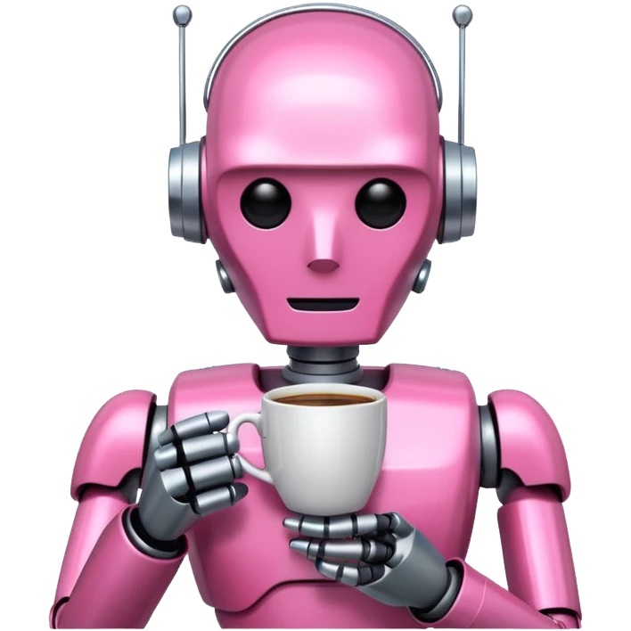 pink robot drink coffe emoji