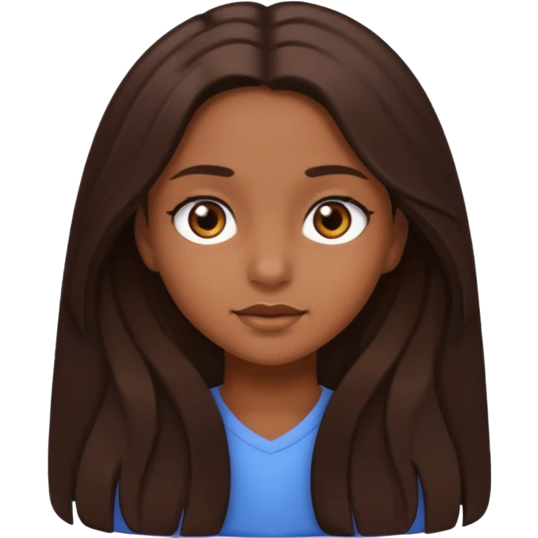 Girl with brown skin, brown dark eyes and brown dark long hair  emoji