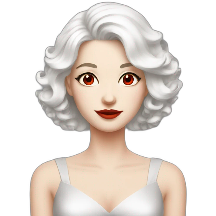 white haired woman red-eyes pale skin cocktail dress emoji