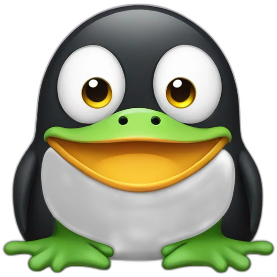 Penguin and frog combined emoji